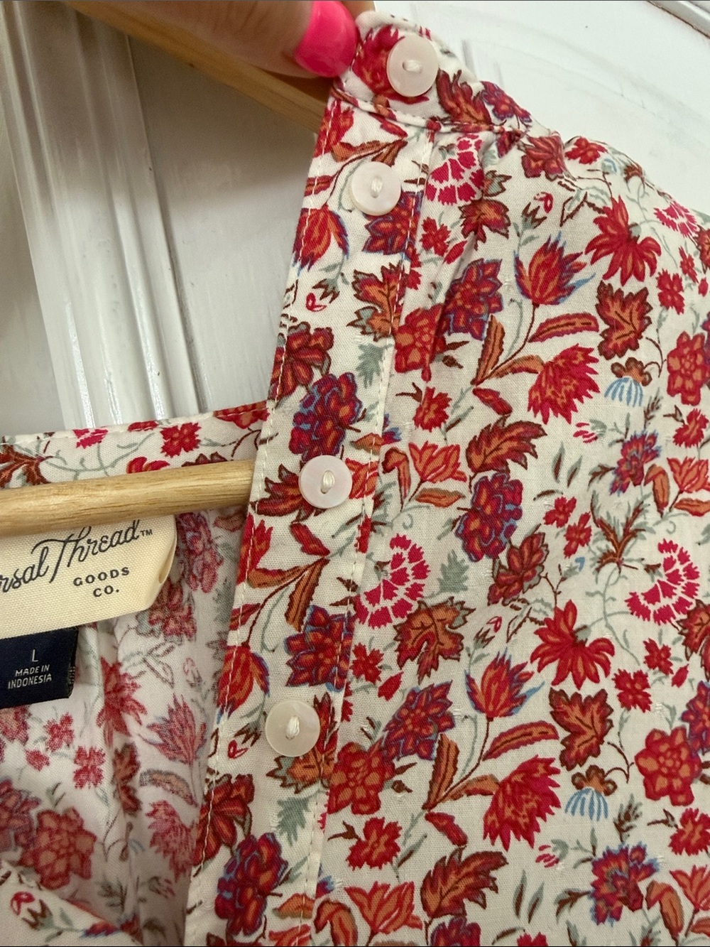 Universal Thread Floral Boho Blouse | Long Sleeve Split Neck Top | Cottagecore L - Picture 6 of 10